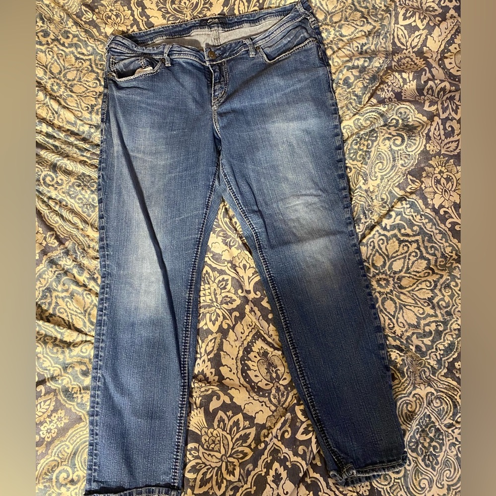 Silver ankle jeans, size 16